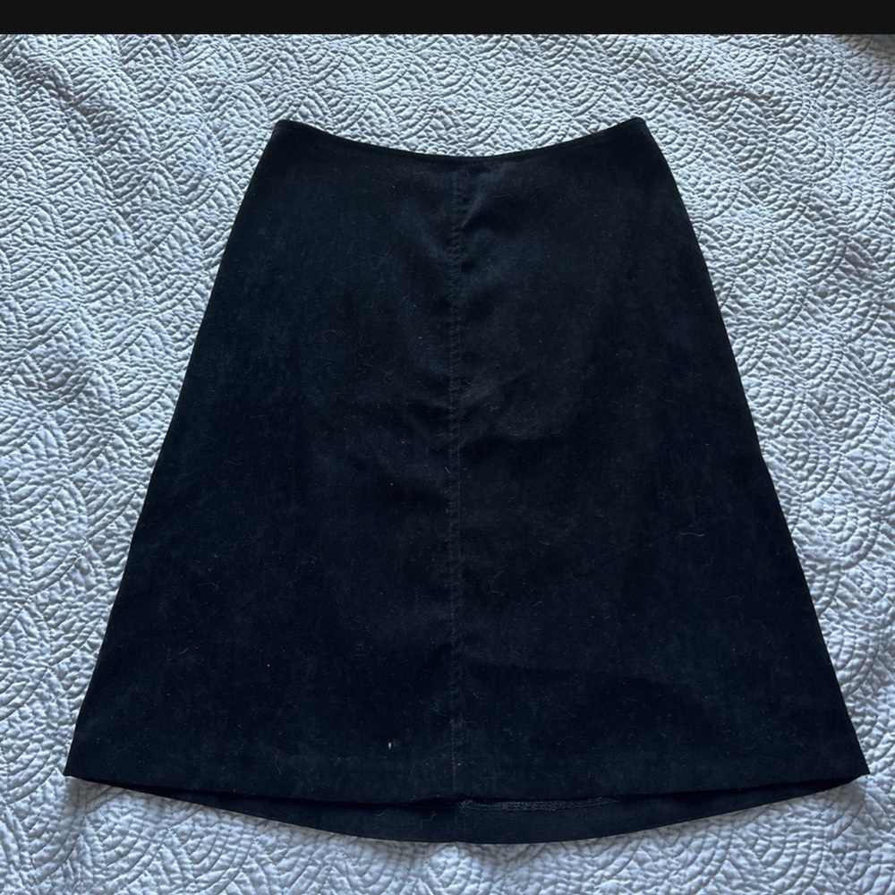 Man-made Suede Classic Black A-Line Skirt